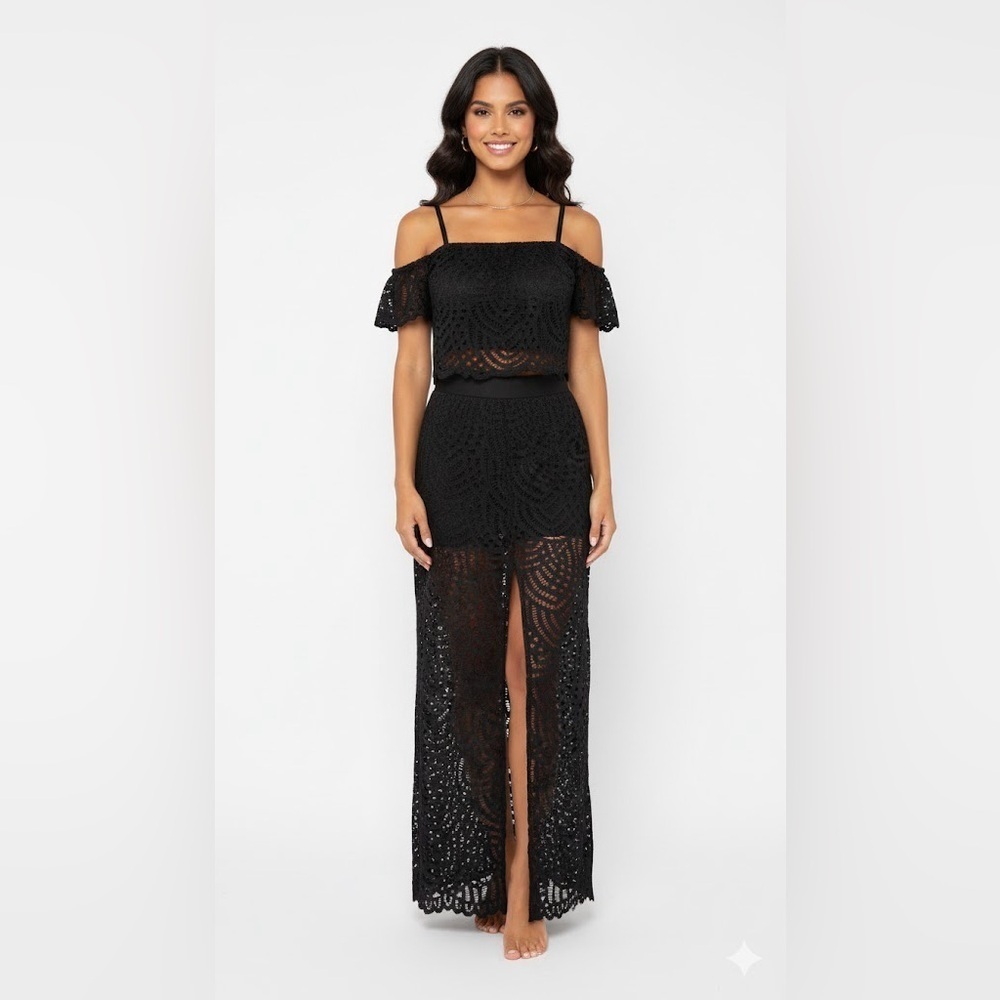 Material Girl Black Maxi Pencil Skirt with Cut Out